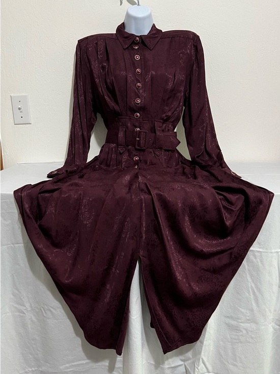 Karen Alexander Dresses & Skirts - Karen Alexander Vintage Button-Front Burgundy Dress with Belt With Original Tags